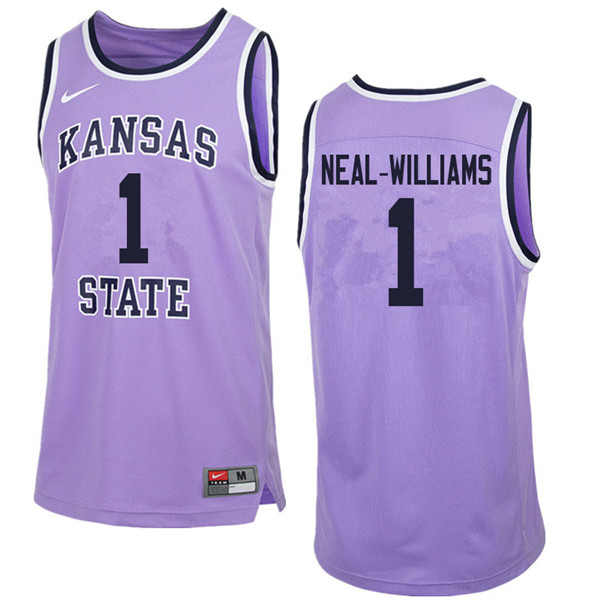 Men #1 Shaun Neal-Williams Kansas State Wildcats College Retro Basketball Jerseys Sale-Purple